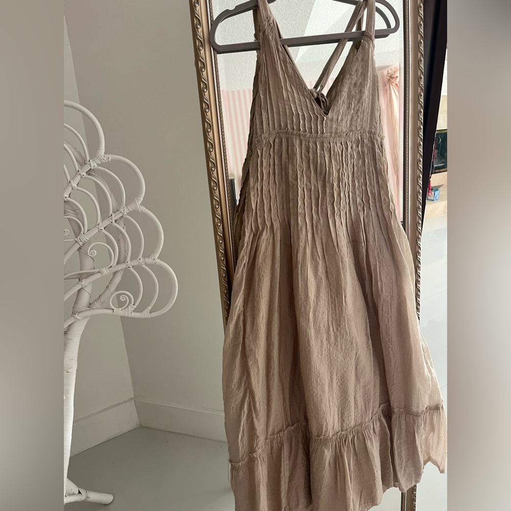Free People Make A Splash Summer Nude Cotton Dress M